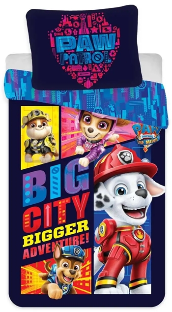 Billede af Sengetøj 150x210 cm - Paw Patrol The Movie - 2 i 1 sengesæt - Dynebetræk i 100% bomuld